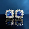 925 Sterling Silver Cubic Zirconia Stud Earring Princess Cut Gemstone Square Stud Earrings