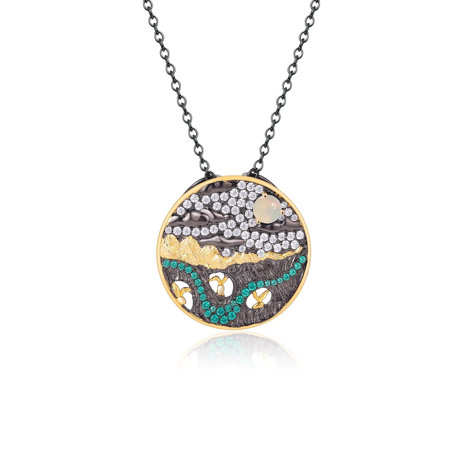 C8196 Abiding Jewelry Brand New 925 Sterling Silver Natural Wonder  Natural African Opal Pendant for Necklace