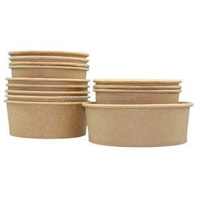 China Factory's Biodegradable 1300ml 500ml Food Grade Kraft Paper Bowls Reusable Takeaway Salad/Pizza Container Eco-Friendly