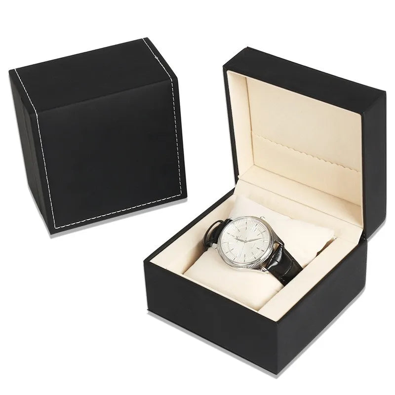 New Arrival Custom logo Luxury Black Leather Storage Packaging Watch Box