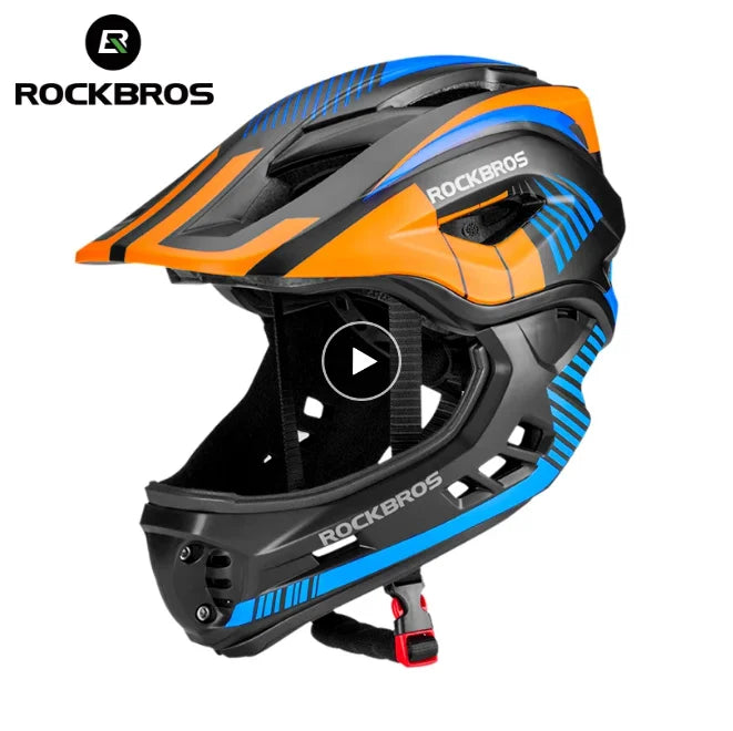 For ROCKBROS Custom Full Face Bike Helmet for Children Colorful Skating & Cycling Gear for Kids' Riding Sports