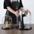 Glass Dome with Dark Walnut Wooden Base Home Decor