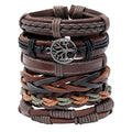 Handmade Braided Leather Bracelet Diy Combination 6 Piece Men Ornament European and American Accessor Factory Direct Sales Retro