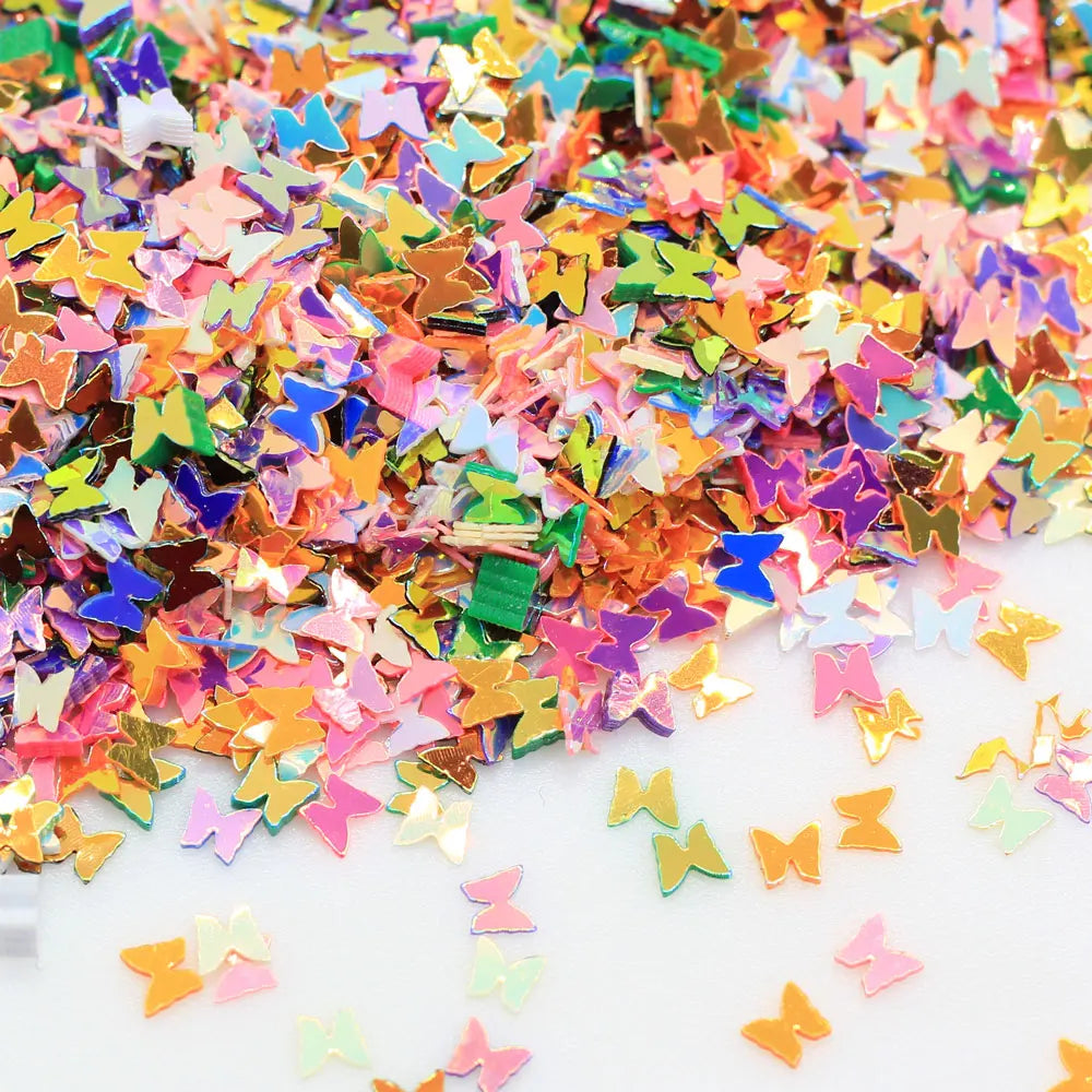 Factory Supply PVC AB Color Butterfly Sequins for Nail Art Slime Accessories for Christmas Wholesale