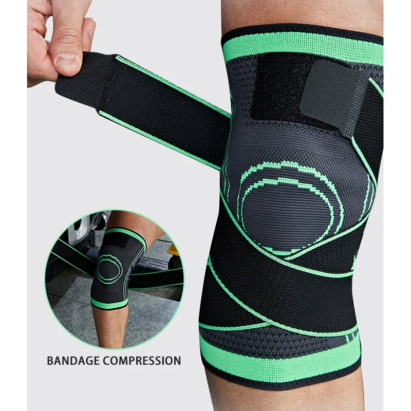 Wholesale Knitted Elastic Nylon Knee Pads Knee Support Sleeve Compression Sports Knee Brace With Belt