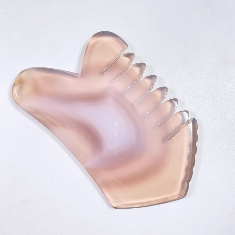 Huiying Guasha Scraping Massage Tool Grey Agate Gua Sha Comb Traditional Scraper Tool for Anti-Aging