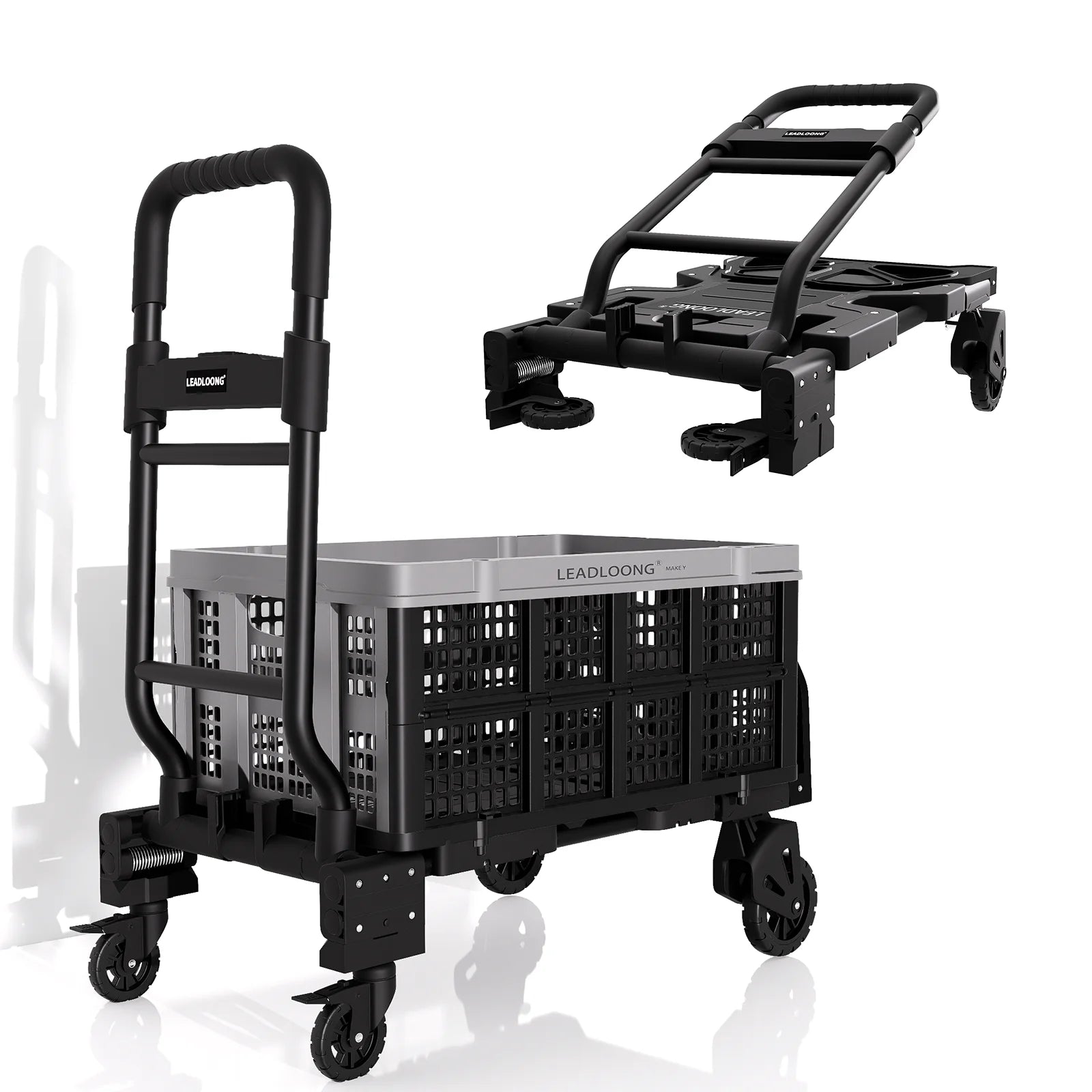 LEADLOONG Metal 2-in-1 Multifunction Folding Trolley Portable Hand Truck Heavy Duty Foldable Cart for Garage Tools