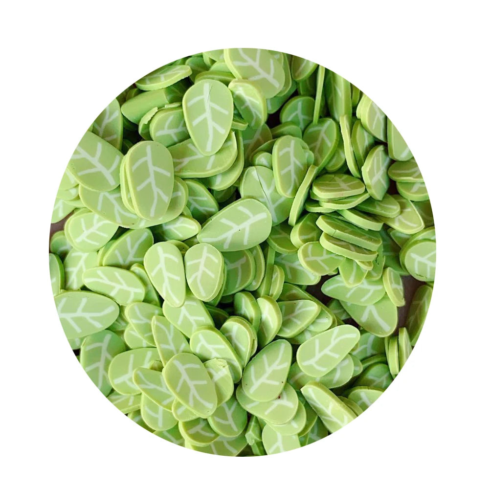 5mm Soft Polymer Clay Green Leaf Slice Polymer Clay Sprinkles for DIY Crafts Plastic Clay Mud Slime Charms