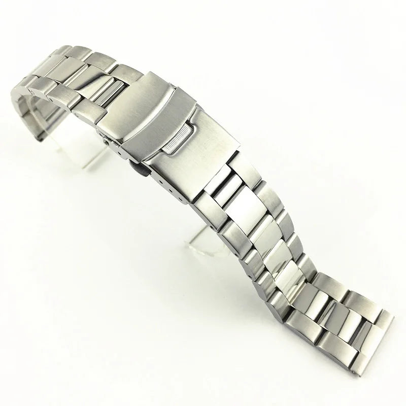Yunse PVD Plated Solid 316L Stainless Steel Watch Band Diving Black Metal Watch Strap Chain for Seik Watch 20 22 24 mm