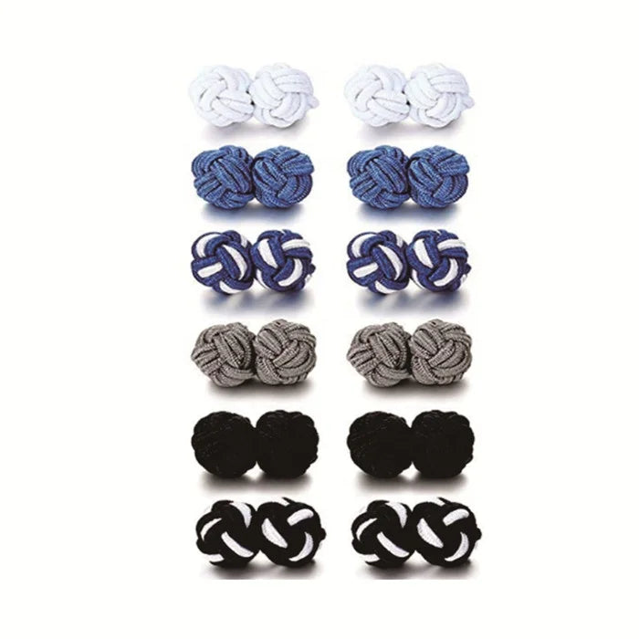 Gentlemen Father's Day Elastic Rope Knit Cord Twist Knot Cufflinks In-Stock Textile & Fabric Crafts