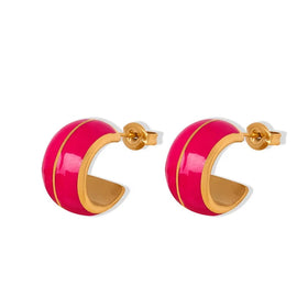 Bohemia Style Women Fashion Minimalist Antique Jewelry 18k Gold Plated Stainless Steel c Shape Colorful Enamel Earrings