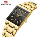 VAVA VOOM 2431 Brand Luxury Men Watches Square 's Steel Band Business Calendar Quartz Waterproof for MAN