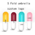 Compact Rain 5 Fold Mini Pocket Folding Promotional Gift Custom Print Cheap Capsule Umbrella