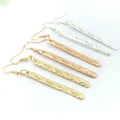 JX350 Bamboo bar Earrings 5 mm Wide bar with Fish French Hook Gold Silver Rose Gold All Ready to Ship Hawaiian Guam Jewelry