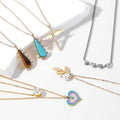 HOVANCI 18k Gold Plated Cross Enamel Heart Natural Stone Pendant Jewelry Designs 316l Stainless Steel Necklace Wholesale
