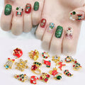 Wholesale New 3D Nail Art Alloy Jewelry Snowflake Bell Christmas Series Rhinestones Nail Charms