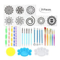 Epsilon 35pc Mandala Stencil Dotting Tool Painting Template Set Acrylic Rod Pottery Clay Craft Stamp Nail Art Tool
