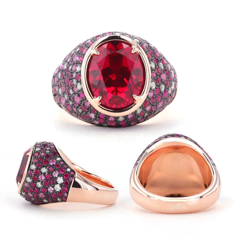 Starsgem Men Designs Gold Red Ruby Ring for Men