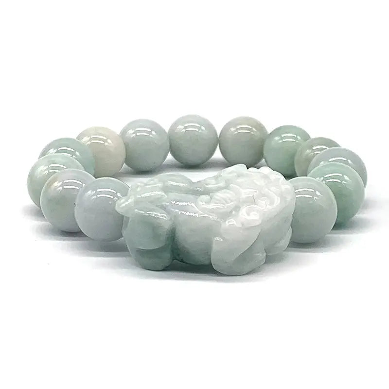 Natural Burma Jade Green Jadeite Beads Stone Bracelet Bangle Donut Charm Money Bag Pixiu Piyao