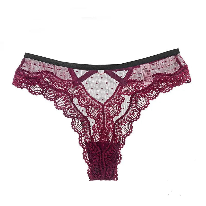 Women's Sexy Elastic Low-Rise Panties Cute Mesh G-String Thong Ladies' Underwear With Cute Logo on Waist
