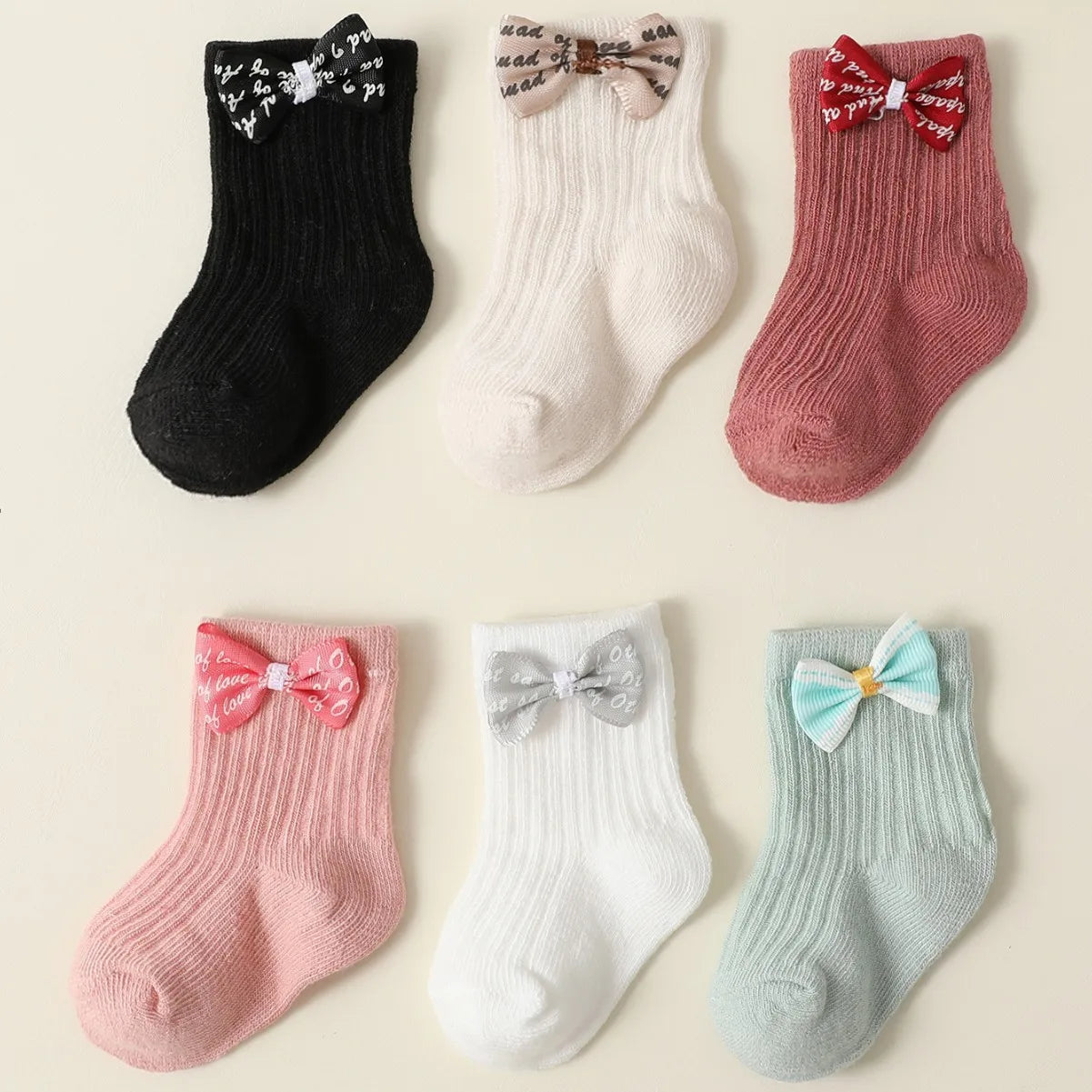 Wholesale 0-3 Months New Born Infant Socks with Bow Girl Boy Cotton Breathable Baby Socks Sets for Newborn