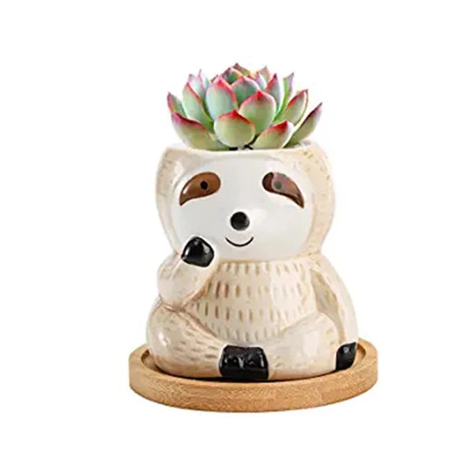 Wholesale Ceramic Small Succulent Planter Cute Animal Planters Pots Sloth Flowerpot Container for Air Plant