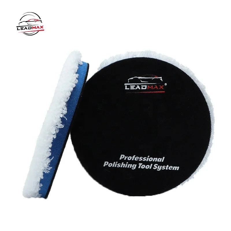 LEADMAX 5''Microfiber Polishing Pad Car Detailing Customized Microfiber Pad Soft Wax Microfiber Buffing Pad