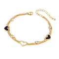 Unique  Design Fashion Jewelry Double Chain Stainless Steel Gold  Black White Fritillary Adjustable Zircon Women Luxury Bracelet
