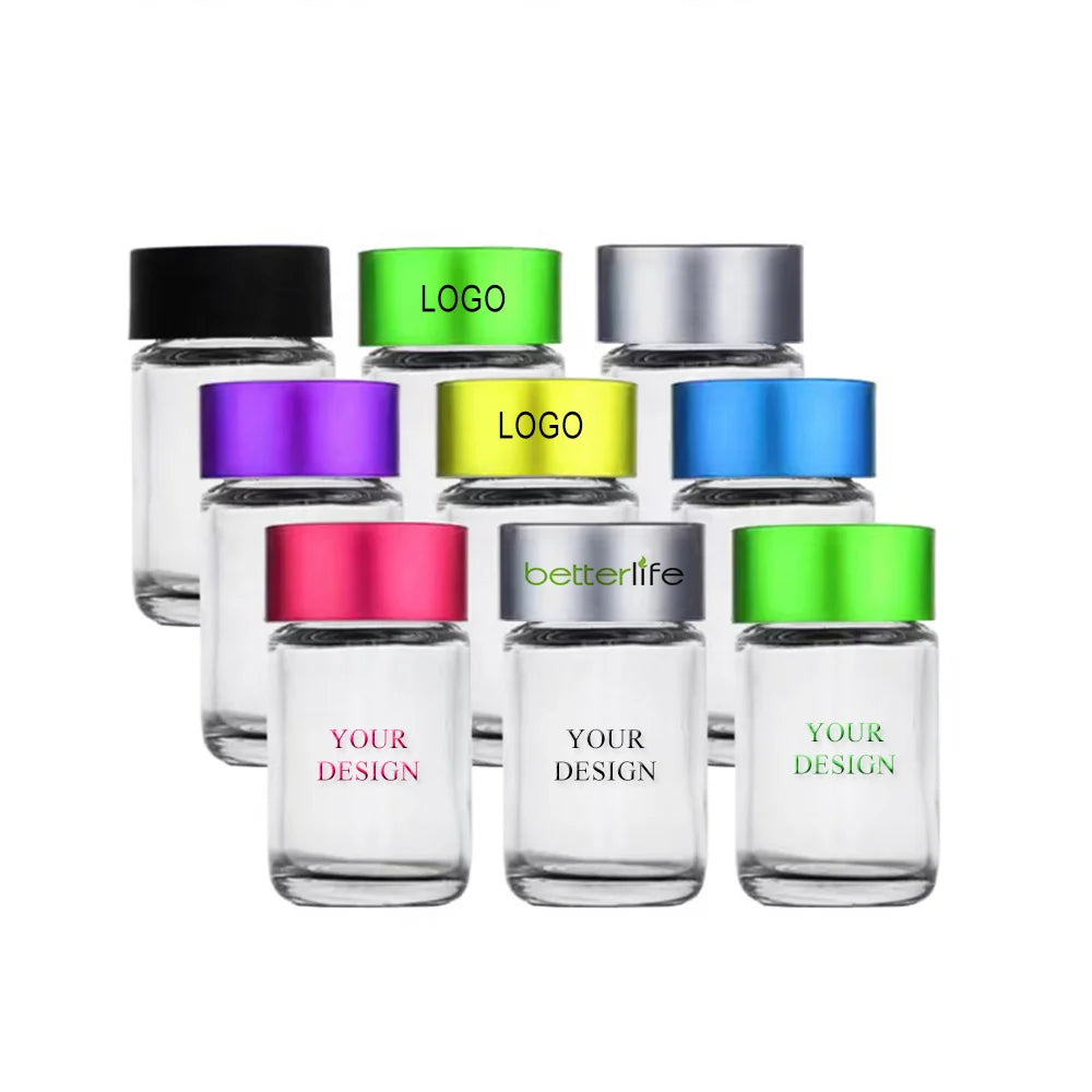 Custom Infused Smell Proof Child-Resistant Glass Bottle Screw Cap Screen Printing Custom Color Betterlife Brand for Candy Cookie