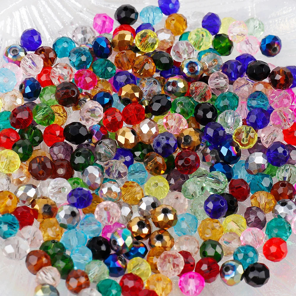 Wholesale Multi-Color AB Rondelle Glass Beads 2mm-10mm Multi-Faceted Crystal Beads for Jewelry Making