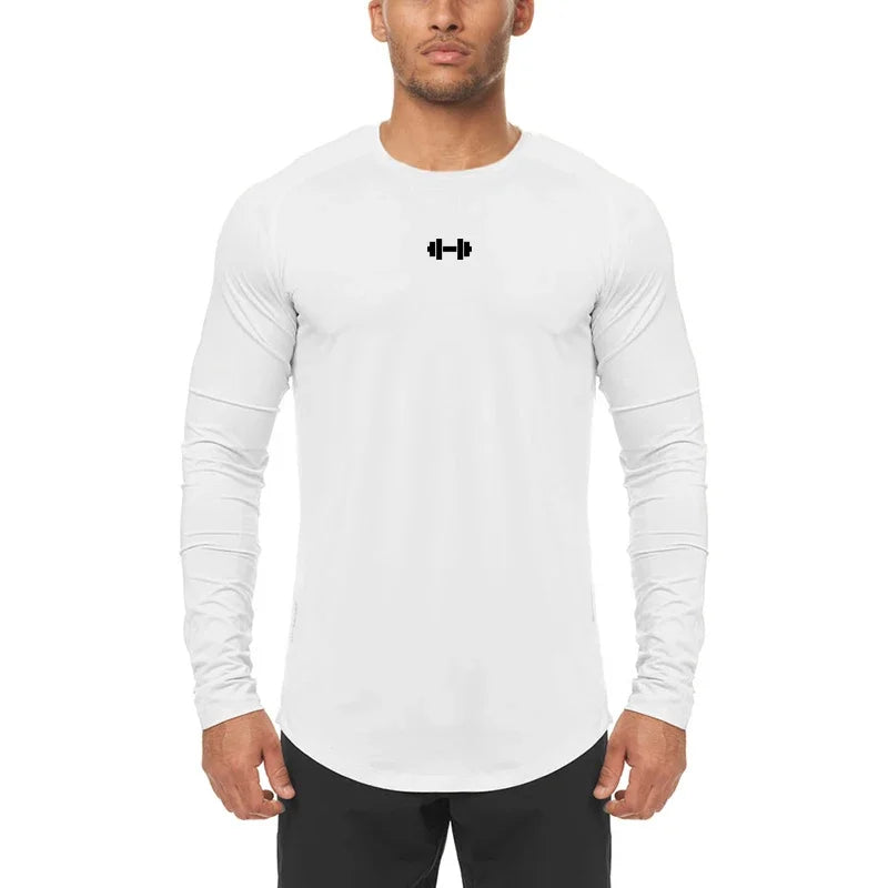 Autumn Spring Compression Long Sleeve T Shirt Mens O-neck Casual Sports T-Shirt Fitness Tee Tops Quick Dry Tight Gym Clothing