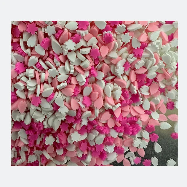 5mm Pink White Flower and Petal Polymer Clay Sprinkles Mixed