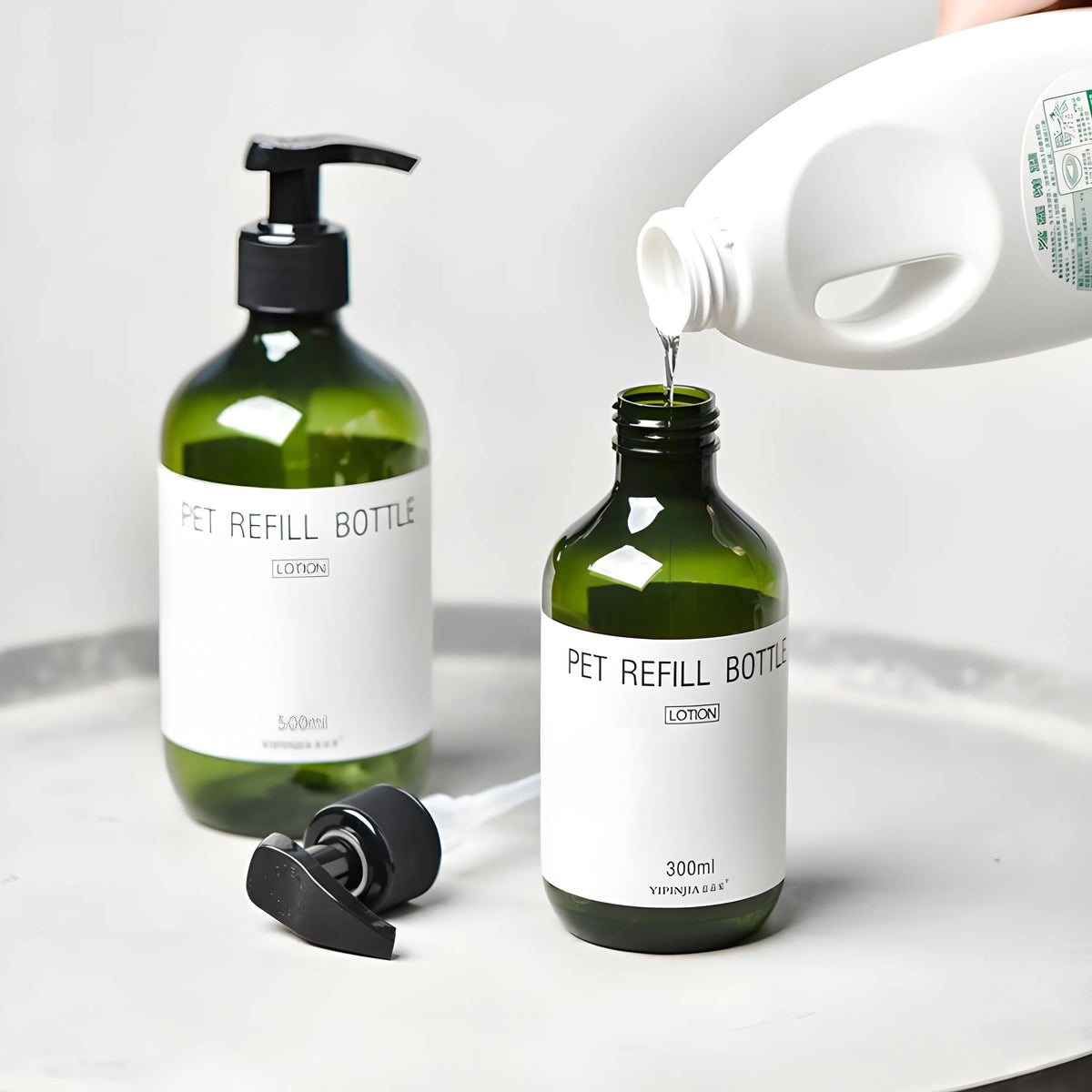 F Empty Amber Green 250ml 300ml 500ml PET Plastic Shampoo Shower Gel Lotion Pump Bottles for Shampoo Conditioner Bottles Hair