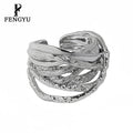 Fine Irregular Layered Line Chunky Ring for Womens 925 Sterling Silver Hammered Rings Custom Designer Fashion Jewelry Wholesale