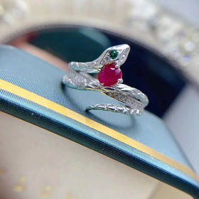 Classic 925 Sterling Silver Natural Ruby Oval Cut Band Jewelry Rings New Design Fashion Wedding Engagement for Women for Parties