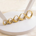 Jusnova Custom Women's Gold Color Stainless Steel Hoop Earrings Set C-Shaped Gold Plated Trendy Zircon Stone Accessories Jewelry