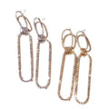 CLBX High-End Women's Fashion Jewelry Trendy Exaggerated Long Oval Zircon Style Earrings New Wood Leather Metal Ceramic Material