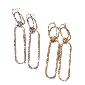 CLBX High-End Women's Fashion Jewelry Trendy Exaggerated Long Oval Zircon Style Earrings New Wood Leather Metal Ceramic Material