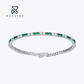 Rochime Green and White Gemstone Tennis Bracelet 925 Sterling Silver Rhodium Plated 5a Zircon Jewelry for Women
