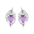 Factory Wholesale 925 Sterling Silver Lucky Unicorn Stud Earrings Colorful Glass Zircon Earring for Women Fine Jewelry SCE1680