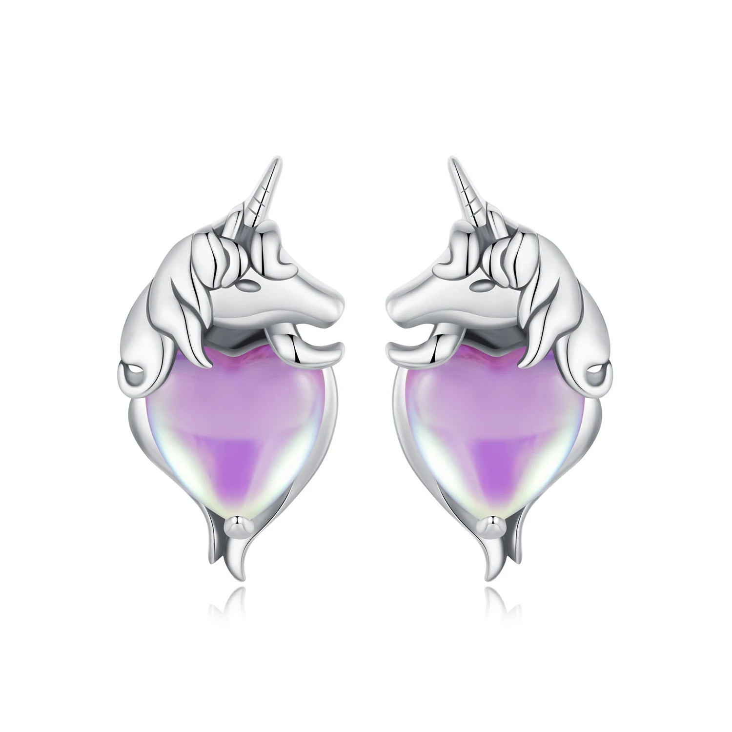 Factory Wholesale 925 Sterling Silver Lucky Unicorn Stud Earrings Colorful Glass Zircon Earring for Women Fine Jewelry SCE1680