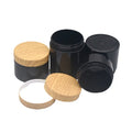 Universal Packaging Jars 100ml 120ml 150ml 200ml 250ml PET Plastic Cosmetic Container Cream Facial Black Jar With False Wood Lid