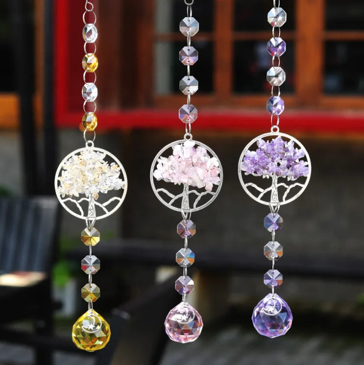 Colorful Tree of Life Stone Window Decoration Home Decorations Garden Crafts Wall Decor Sun Catcher
