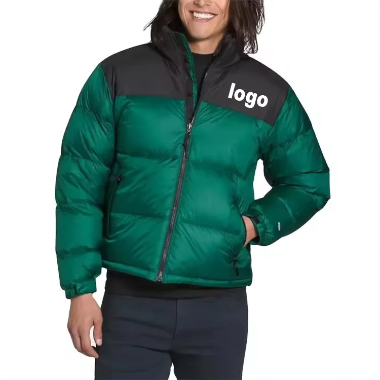 Wholesale Quality Men's Winter Puffer Jacket Plus Customized Colorblock Bubble Coat Hooded Reversible Breathable Fabric XL
