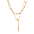 Wholesale Double Stacked Necklace Tassel square 316l Stainless Steel Collarbone Chain