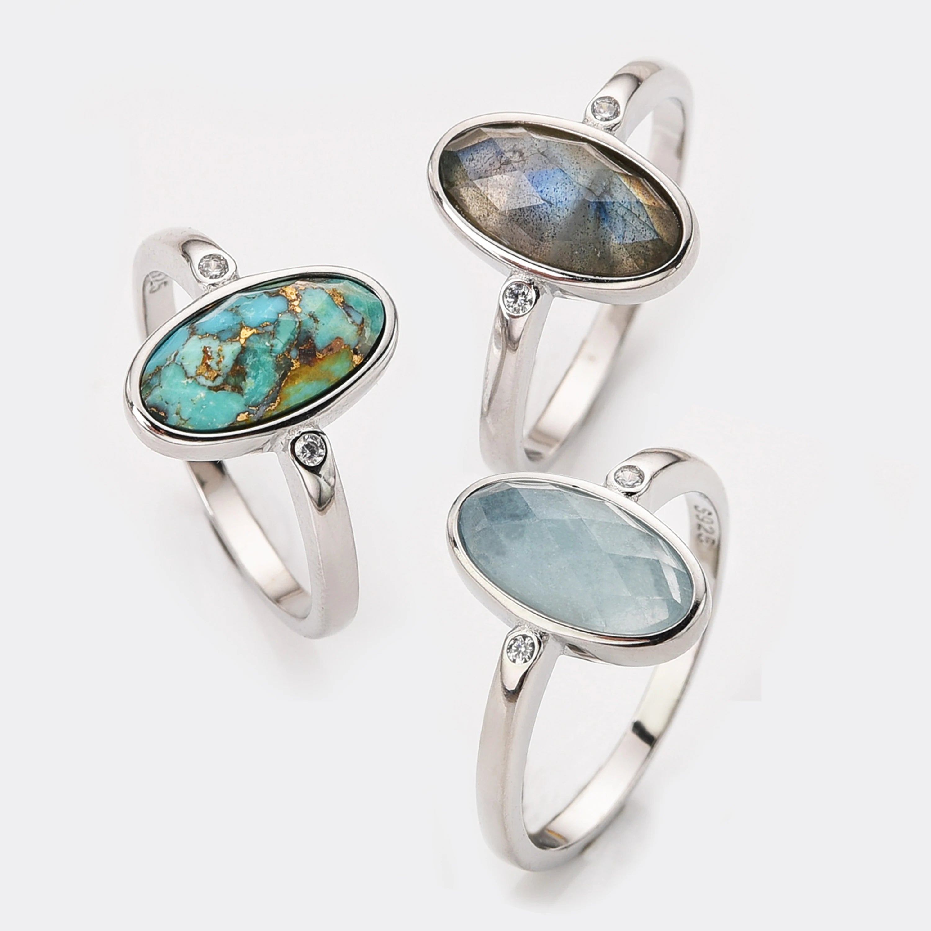 925 Sterling Silver Oval Cut Women Hypoallergenic Gemstone Ring Wholesale Price Sterling Silver Vintage Rings
