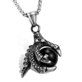 Mens Gothic Jewelry Black Red Blue Agate Dragon Claw Pendant with Play Gemstone Beads Design Necklace