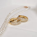 H&F Original 14K Gold Hoop Earrings with Natural Diamond Real 14K Gold for Women