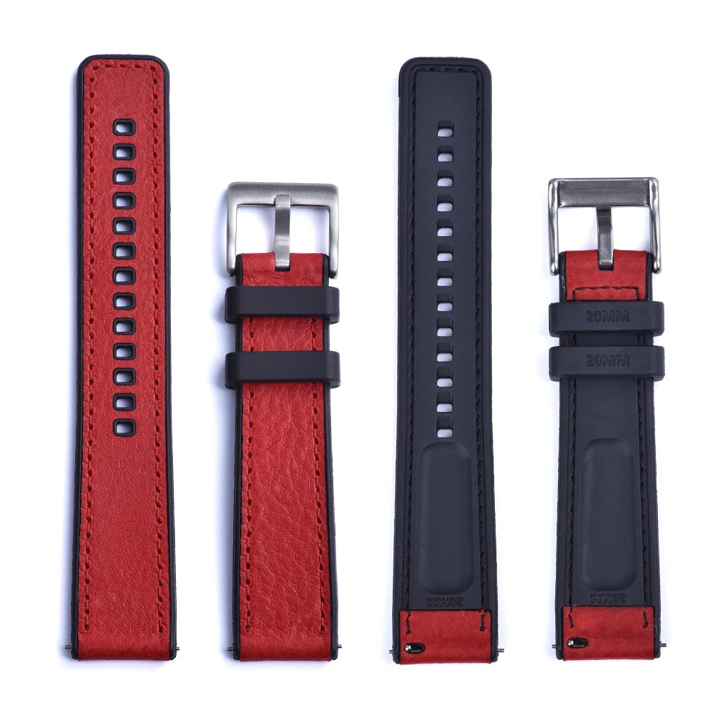 JUELONG Huatons Genuine Leather Hybrid Rubber Watch Bands 20mm 22mmm 24mm Quick Release Sailcloth Rubber Silicone Watch Strap