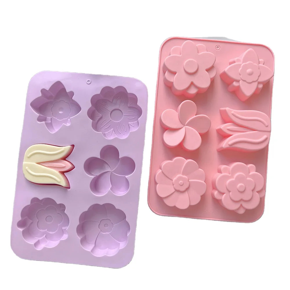 Silicone Soap Molds Tulip Flowers Shaped Candles Making Form DIY Crafts  Cake Molds Chocolate Decorating Baking Ice Cream Tools